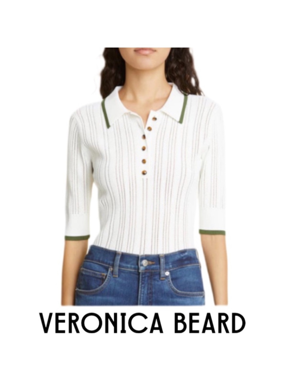 VERONICA BEARD | Soza Knit Contrast Polo Top